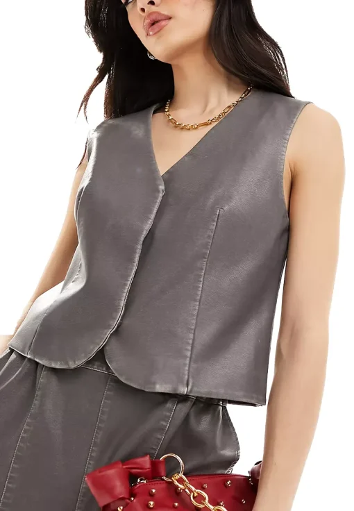 womens-faux-leather-gray-vest