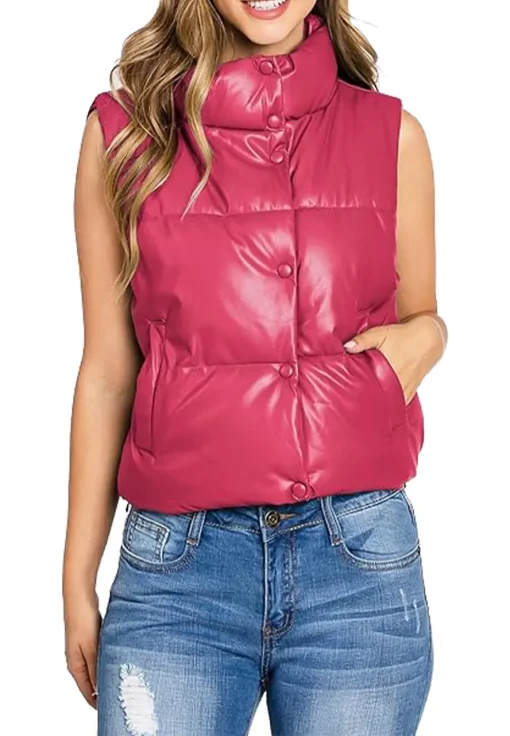 womens-fuchsia-puffer-faux-leather-vest