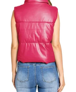 womens-fuchsia-puffer-faux-leather-vest