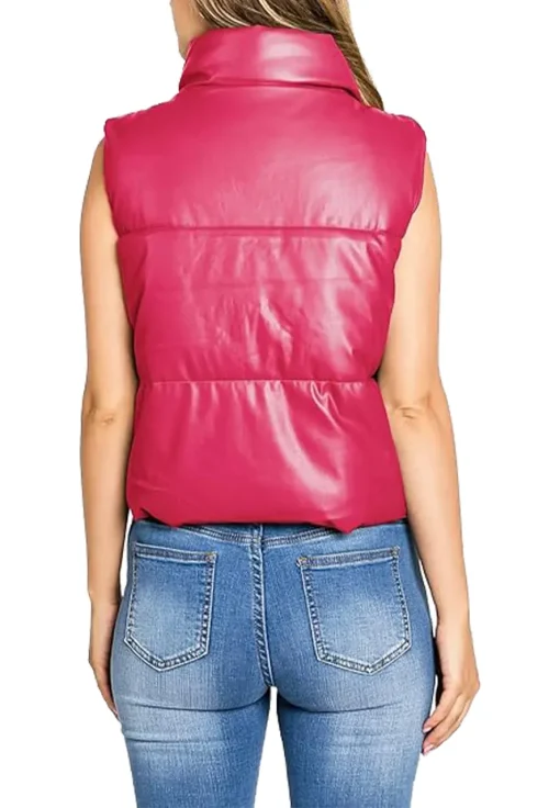 womens-fuchsia-puffer-faux-leather-vest