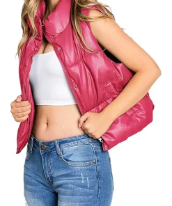 womens-fuchsia-puffer-faux-leather-vest