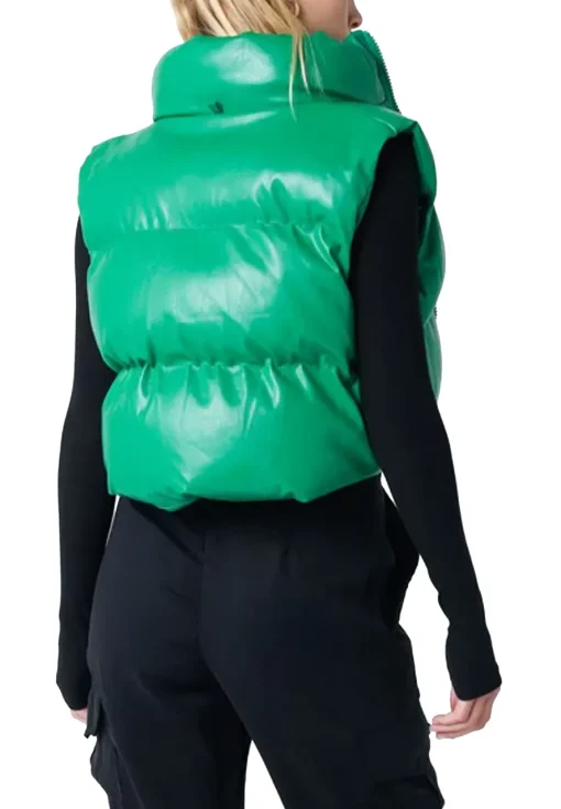 womens-khaki-faux-leather-puffer-vest