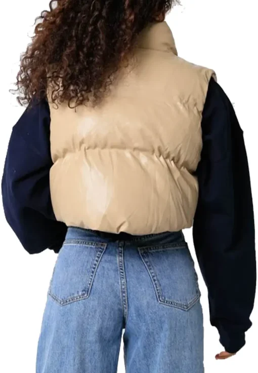 womens-khaki-faux-leather-puffer-vest