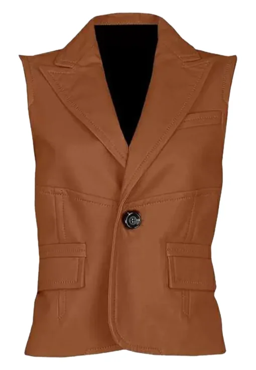 womens-one-button-tan-faux-leather-vest