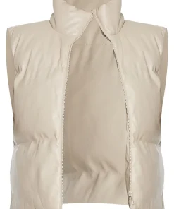 womens-petite-stone-faux-leather-puffer-vest