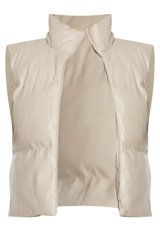womens-petite-stone-faux-leather-puffer-vest