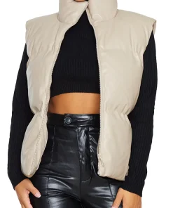 womens-petite-stone-faux-leather-puffer-vest