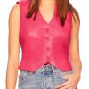 womens-pink-faux-leather-v-neck-vest