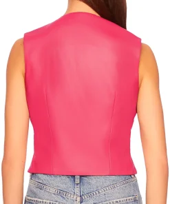 womens-pink-faux-leather-v-neck-vest