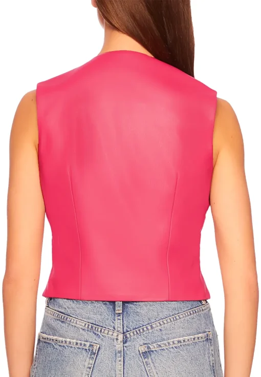 womens-pink-faux-leather-v-neck-vest