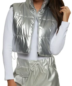 womens-silver-faux-leather-puffer-vest