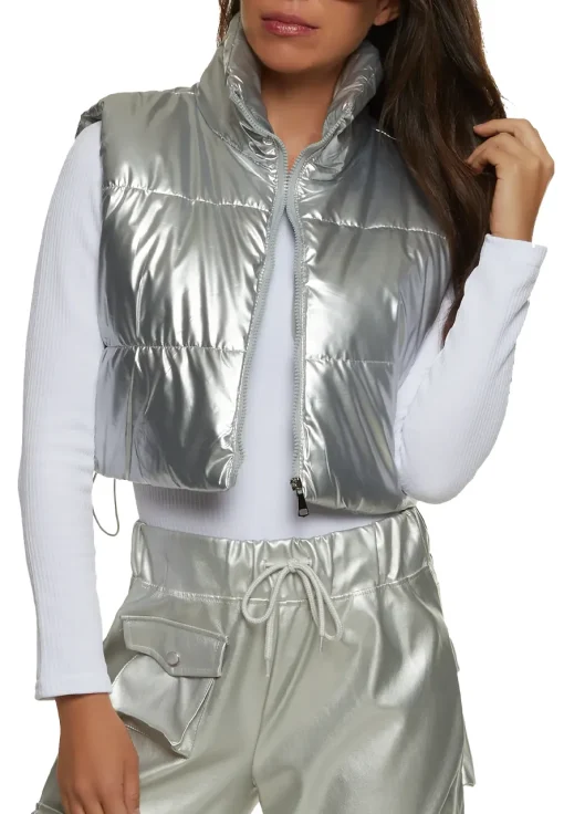 womens-silver-faux-leather-puffer-vest