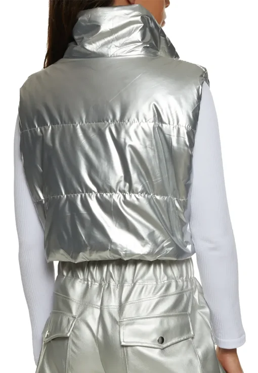 womens-silver-faux-leather-puffer-vest