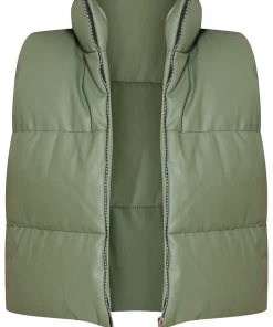 womens-tall-green-faux-leather-puffer-vest