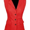womens-three-button-red-faux-leather-vest