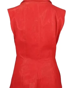 womens-three-button-red-faux-leather-vest