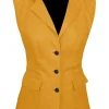 womens-three-button-yellow-faux-leather-vest