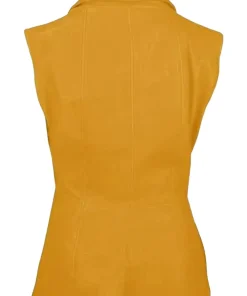 womens-three-button-yellow-faux-leather-vest