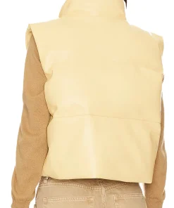 womens-yellow-faux-leather-puffer-vest