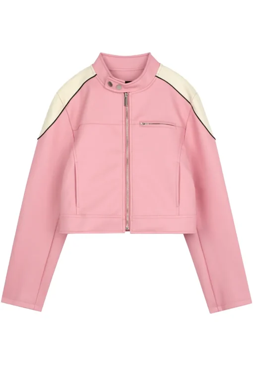 womens-casual-pink-faux-leather-biker-jacket