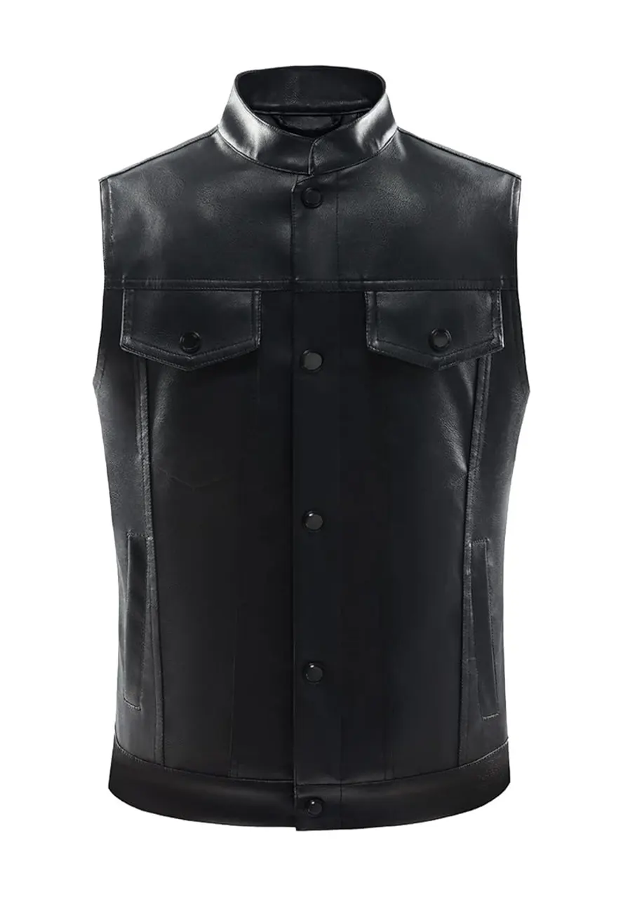 Men’s Biker Faux Leather Black Vest 1 mens-biker-faux-leather-black-vest