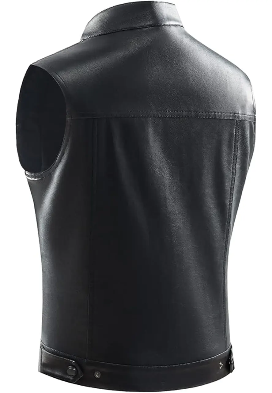 Men’s Biker Faux Leather Black Vest 2 mens-biker-faux-leather-black-vest