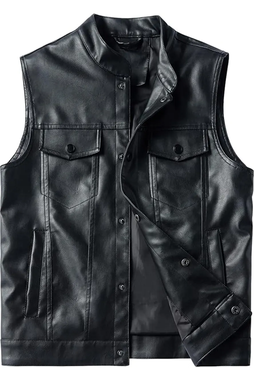 Men’s Biker Faux Leather Black Vest 3 mens-biker-faux-leather-black-vest