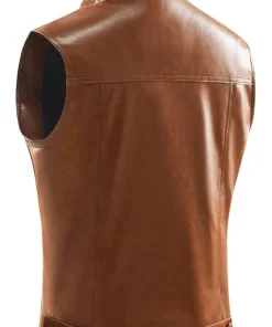 Mens Biker Brown Faux Leather Vest 5 faux-leather-brown-vest
