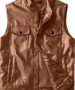 Mens Biker Brown Faux Leather Vest 6 brown-faux-leather-vest-men