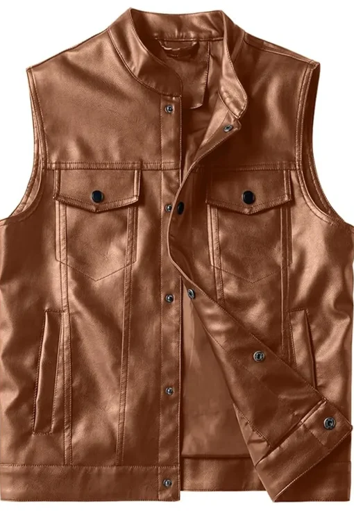 brown-faux-leather-vest-men