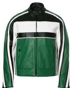 mens-green-faux-leather-biker-racing-jacket