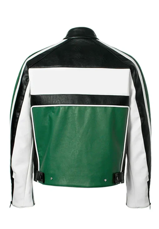 mens-green-faux-leather-biker-racing-jacket