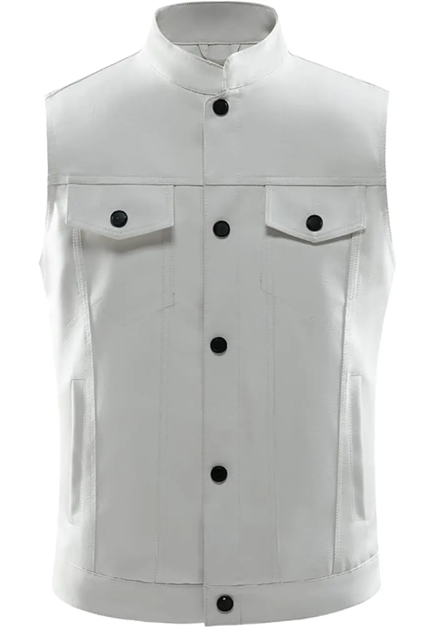 Men’s White Faux Leather Biker Vest 1 mens-white-faux-leather-biker-vest