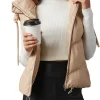 womens-beige-faux-leather-hooded-puffer-vest