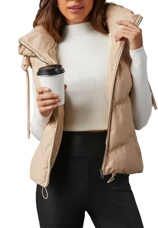 womens-beige-faux-leather-hooded-puffer-vest