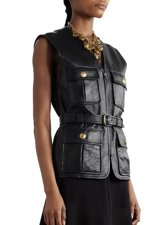 womens-belted-black-faux-leather-vest