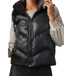 womens-black-faux-leather-hooded-puffer-vest
