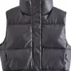 womens-black-faux-leather-padded-down-vest