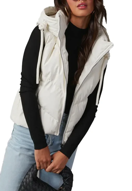 womens-cream-faux-leather-hooded-puffer-vest
