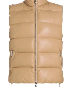 womens-faux-leather-brown-puffer-vest