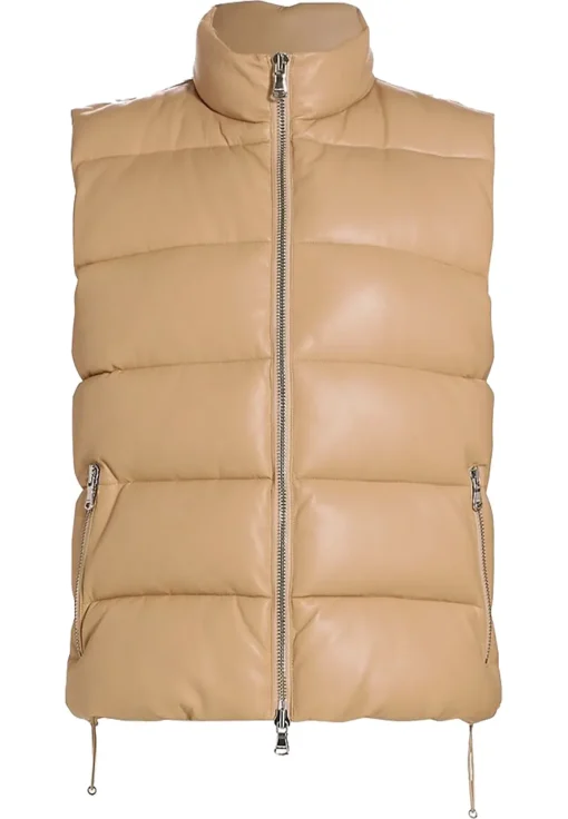 womens-faux-leather-brown-puffer-vest