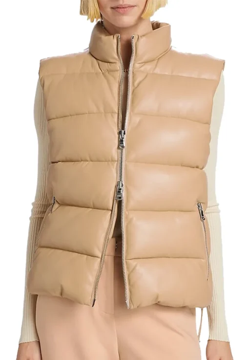 womens-faux-leather-brown-puffer-vest