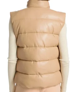 womens-faux-leather-brown-puffer-vest