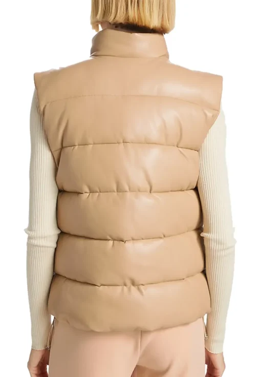 womens-faux-leather-brown-puffer-vest