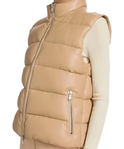 womens-faux-leather-brown-puffer-vest
