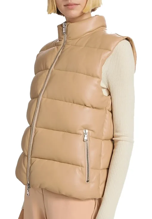 womens-faux-leather-brown-puffer-vest