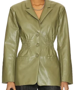 Women’s Faux Leather Green Blazer