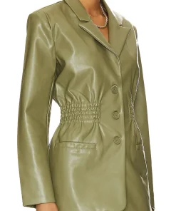 womens-faux-leather-green-blazer