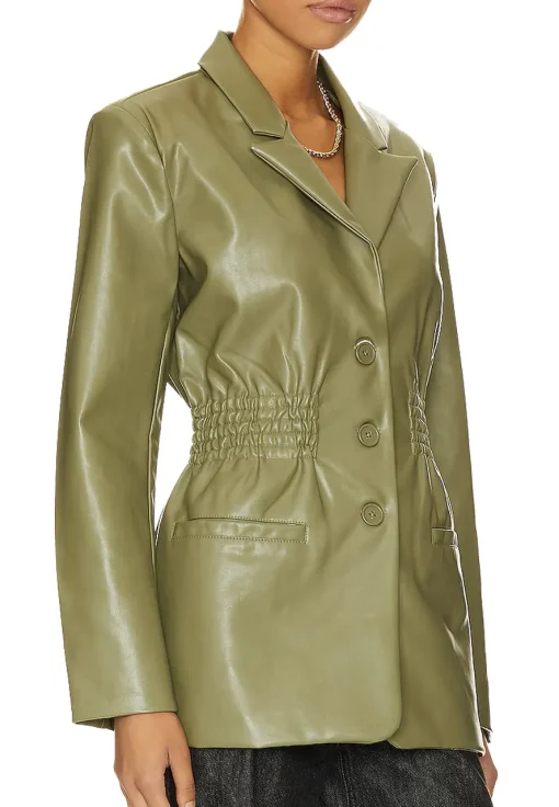 womens-faux-leather-green-blazer