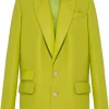 womens-green-faux-leather-blazer